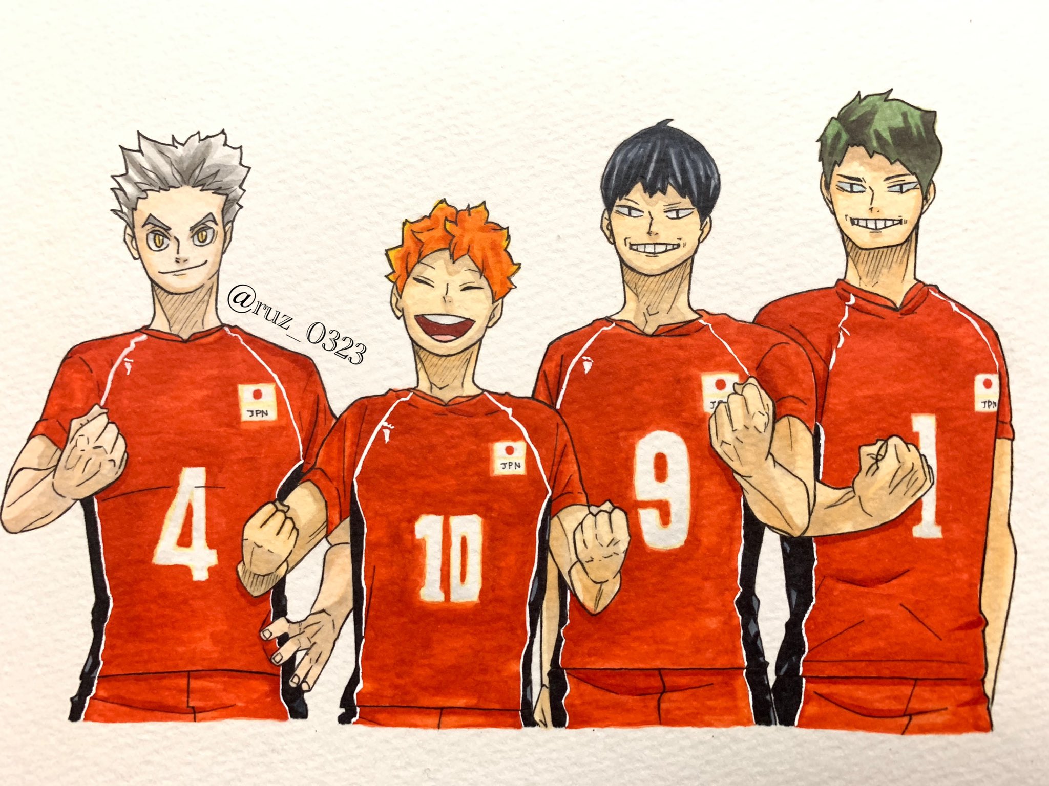 るづ ハイキュー 模写 木兎光太郎 日向翔陽 影山飛雄 牛島若利 T Co Juqvi0amu1 Twitter