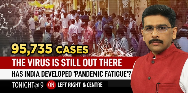 ndtv's tweet photo. The Virus Is Still Out There: Has India Developed 'Pandemic Fatigue'?

Watch #LeftRightCentre with @sanket at 9 pm on NDTV 24X7 https://t.co/wKdO2bpe2o