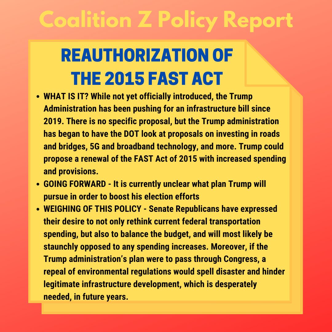 Read up on the background research conducted by Salvatore Ferrera of our Youth Cabinet on the state of transportation policy in the US. Look out for more of our policy reports. Full report will be available on our website soon! Link in bio.