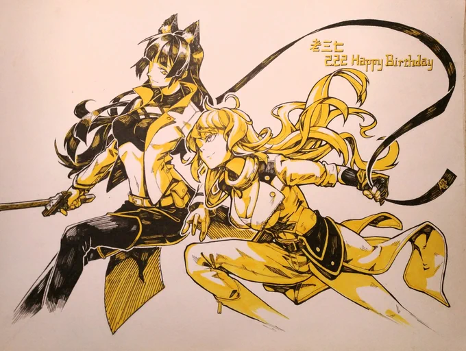 #bumbleby #RWBY 
去年畫給三七的生賀 