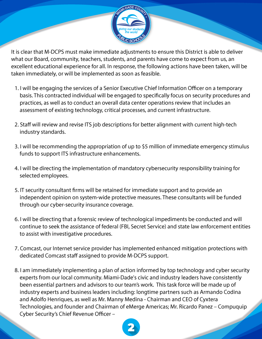 LAUSDSup's tweet photo. A message for the @MDCPS family. https://t.co/NcOvbLf8IT