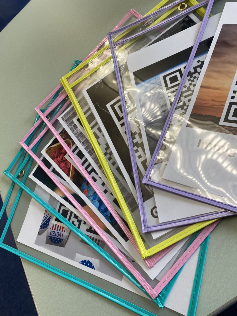 Mrs_Lupia_'s tweet photo. ✅Text Sets made on #Padlet ✅Qr Codes made using #Canva ✅placed in clear page protectors ✅Ready to be hung on the bulletin board! #ThisIsMiddleSchool #TCRWP #TextSets #EssentialResearchSkills #ResearchBased @DrZiro https://t.co/2SaVXoOyIk