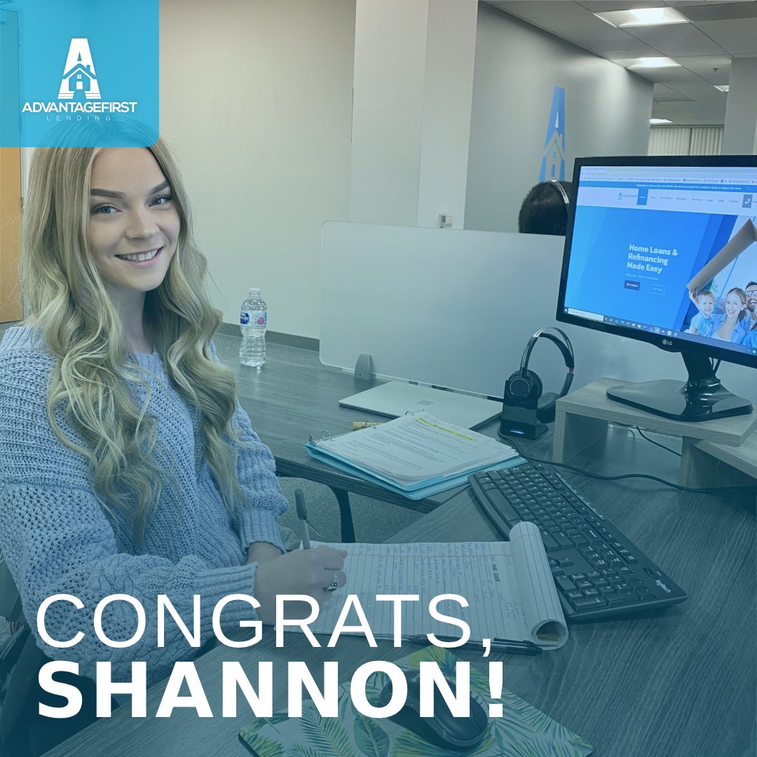 Advantage1st's tweet photo. Shannon Quackenbush moved from Setup Manager to Senior Mortgage Loan Originator, and is killing it! Congrats and keep being awesome!
#AdvantageFirstLending https://t.co/LbytvfGQ0x