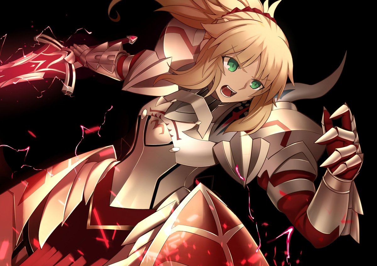 Mordred est d’abord présenté comme une guerrière, au tempérament masculin qui aime ce battre, a un égo sans égal et est l’une des plus grandes guerrières de l’armée de Artoria.