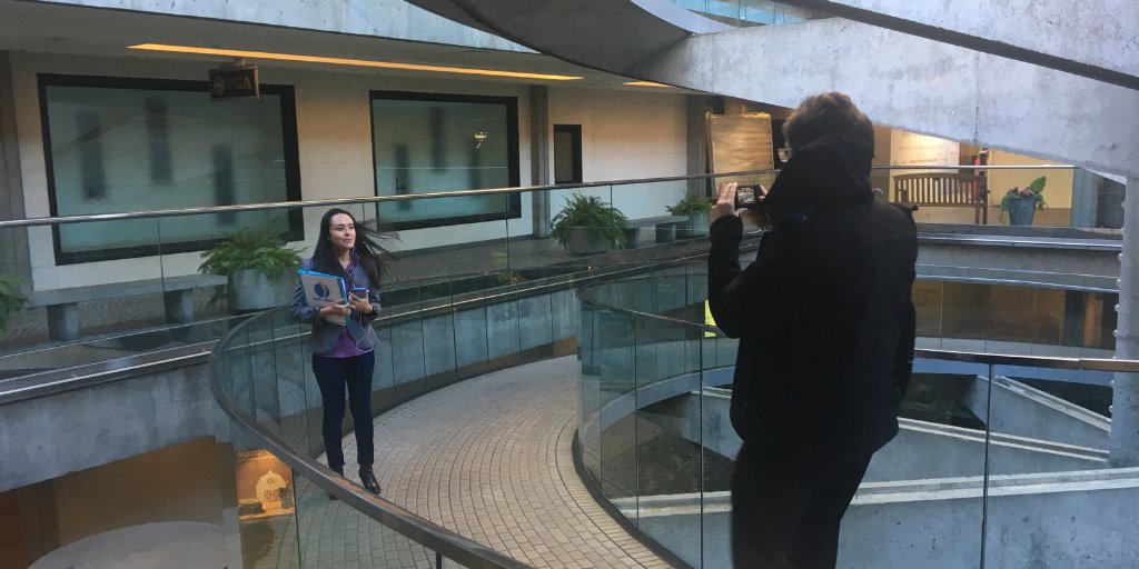 AnneDoherty14's tweet image. Mark Mendelson shooting Melissa Rivera at the architecturally cool 3 Embarcadero Center for  music video Give Back, from GoldRush2.0 - a techtacular new musical. Look 4 Give Back soon..  #sanfrancisco #goldrush #embarcaderocenter #musical #theatre