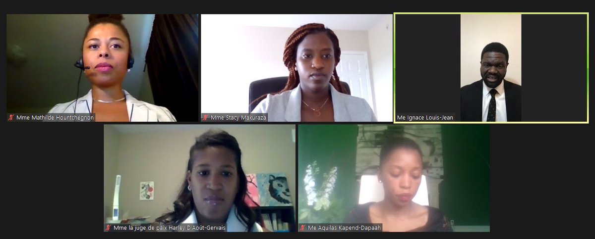 Discrimination au sein de la profession juridique : réalités, sensibilisation et pistes de solutions, panel modéré par Mathilde Hountchégnon, gestionnaire de <a href="/CliquezJustice/">CliquezJustice.ca</a> Merci à nos 4 conférenciers et conférencières !