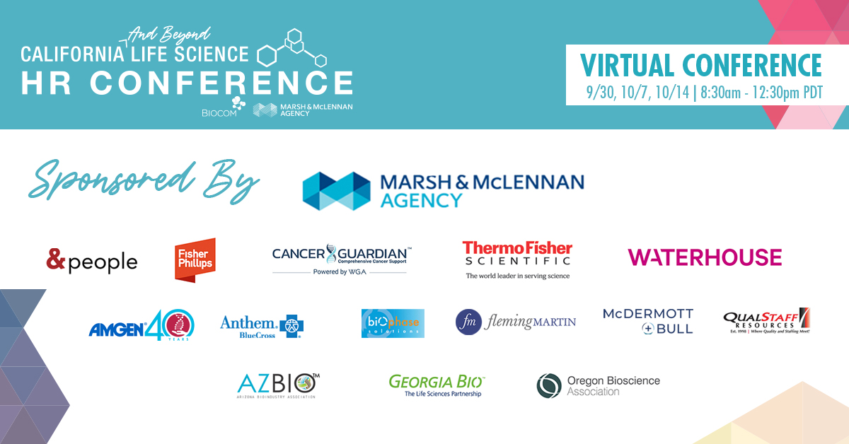 MMA_West's tweet photo. We are proud to be co-host with @biocom for this year's #BiocomHRConf! This conference is dedicated to HR professionals within the life science industry and will be delivered completely virtual this year. Register now! https://t.co/SinuNXNfG9 https://t.co/hwYdv6YgUv