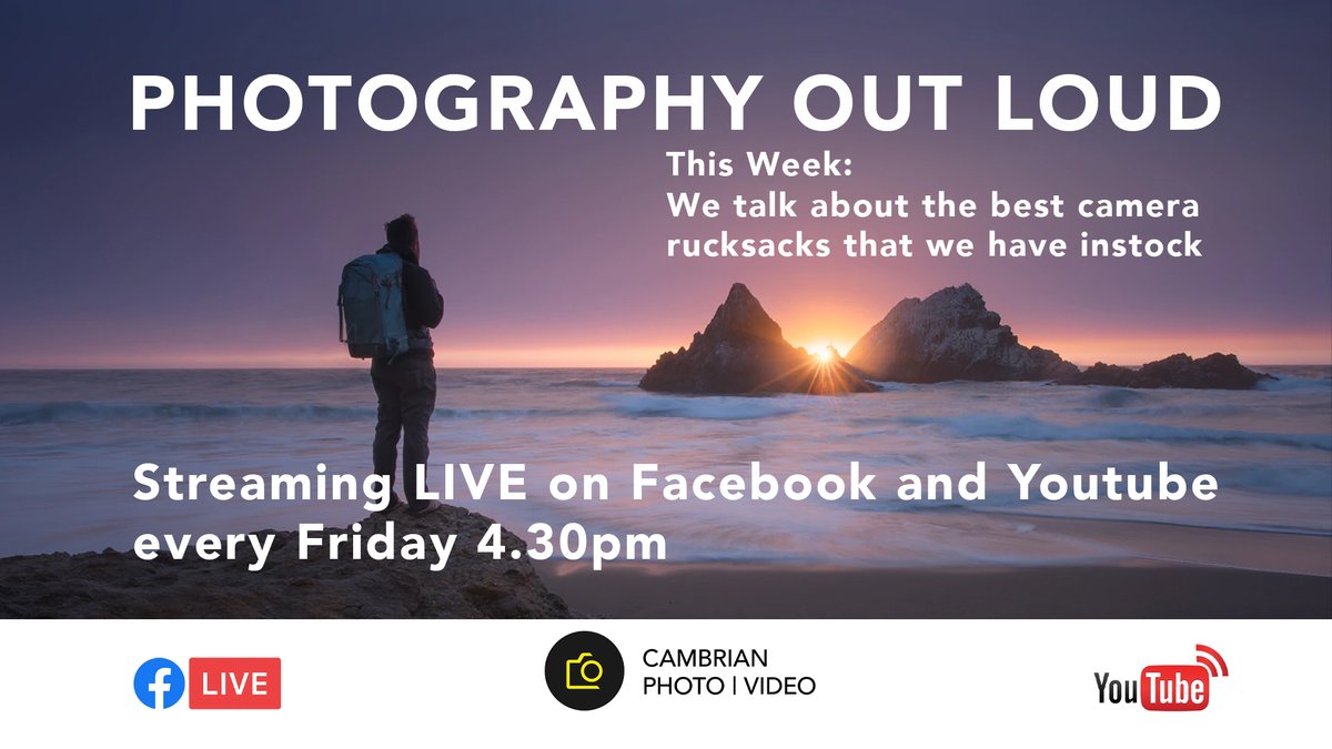 Dont forget to join us this week to a new Show Photography Out loud. we test and try some of the amazing camera rucksacks that we have instock

youtu.be/NCHQsoqq46s

#cambrianphoto #photographyoutloud #shimoda #tenba  #lowepro #manfrotto #Gitzo