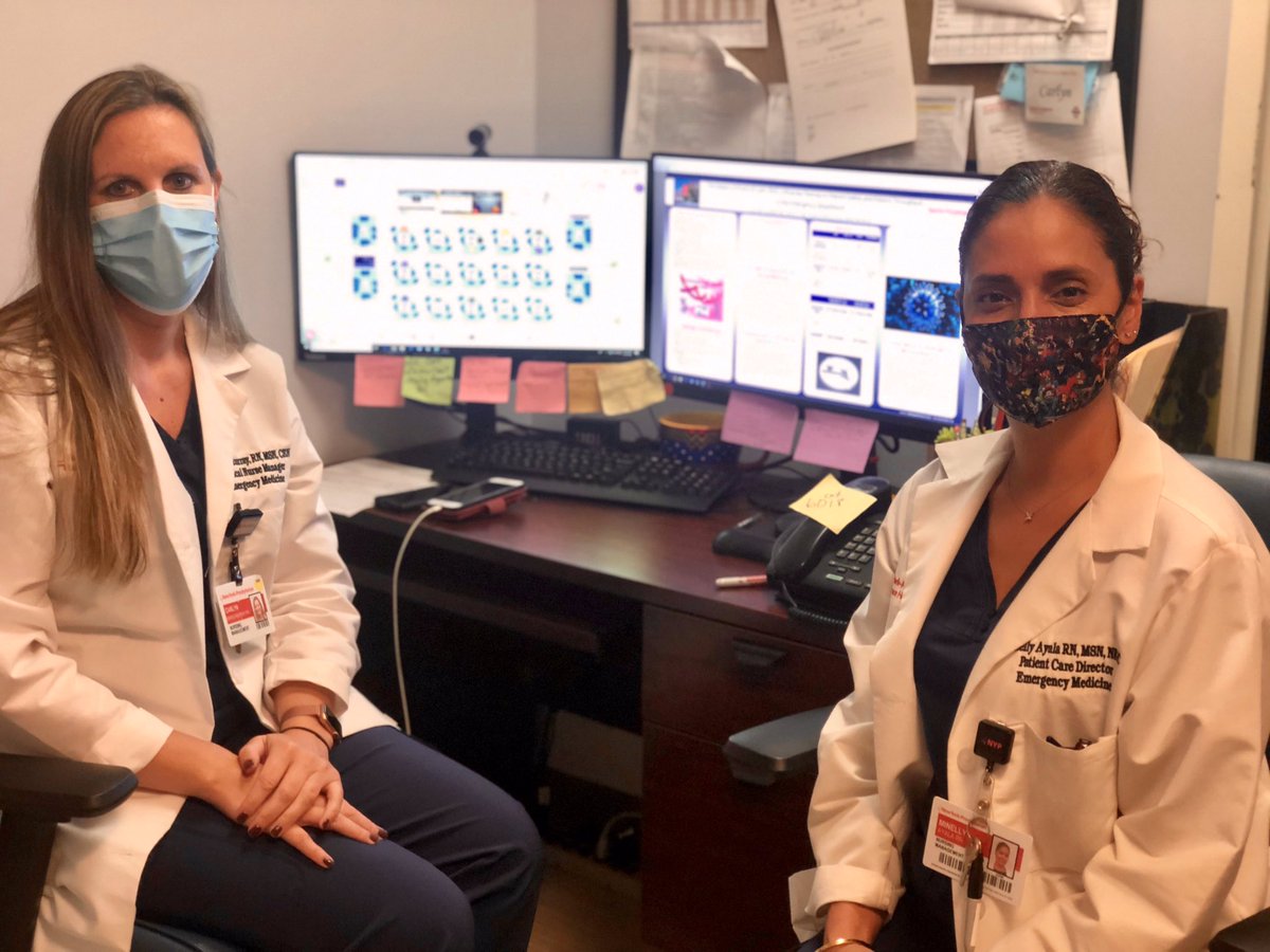 Carlyn Earle-Murray Clinical Nurse Manager &amp; Minelly Ayala Patient Care Director attending the virtual ENA conference on behalf of NYP Lawrence Hospitals Emergency Department. They are presenting a poster presentation on the impact of POC testing for flu. 💫