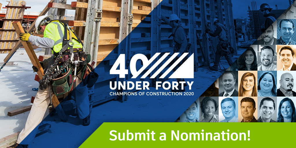 PlanGrid's tweet photo. 🔥👷‍♀️👷🏽 Do you know an extraordinary construction professional? Nominate them for our #40Under40 Champions of Construction 2020 by Oct. 12 🏆 Submit here --> https://t.co/4IOF5GqEKt. #constructionchampions #AutodeskConstructionCloud https://t.co/L8qaQOZ5xv