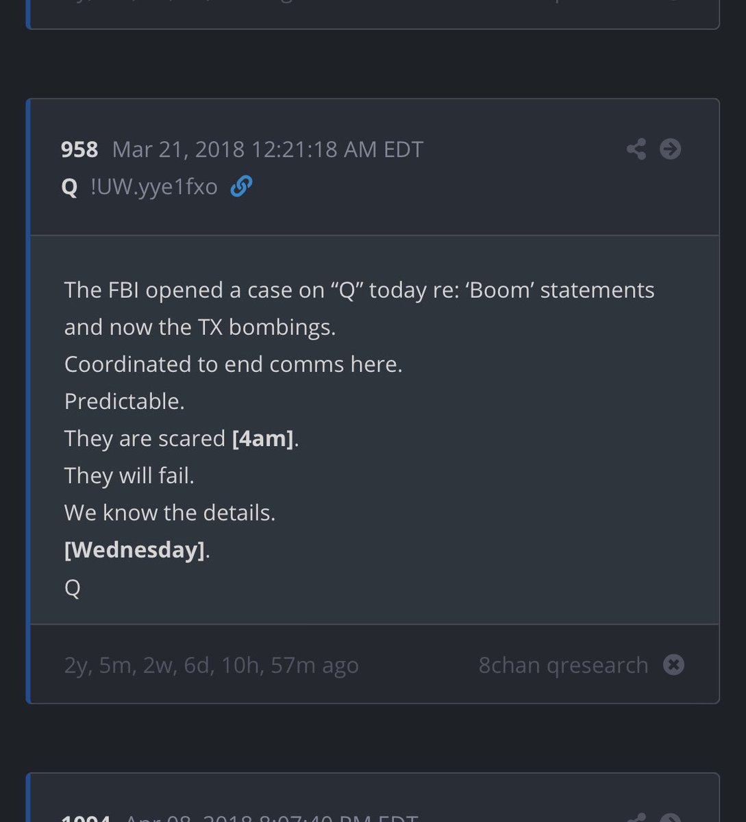 2/ another POTUS tweet from this morning takes me to post 55! “Look to Twitter:Exactly this: “My fellow Americans, the Storm is upon us.......”God bless.”Also takes me to posts 958 & 330