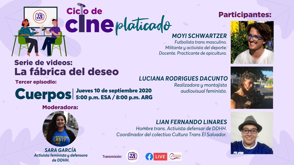 #Hoy #CicloDeCinePlaticado presenta el tercer episodio de la serie La Fábrica del Deseo.
 
Capítulo: Cuerpos.
Entra a: bit.ly/CicloDeCinePla…
⏲️5:00 p.m.
 
Suscríbete a nuestro canal #TodasTV📺: bit.ly/TodasTV
