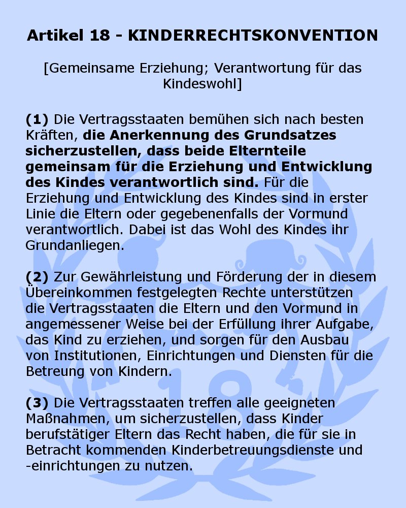 KinderRechte_'s tweet photo. @katjadoerner Einen Rechtsanspruch von Trennungskindern auf Betreuung durch beide Eltern wäre effektiver, als die Betreuung in die Hände des Staates zu legen.
Das erzeugt Chancengleichheit für Trennungseltern &amp; Kindern wird die Bindung erhalten.

Artikel 18 KRK &amp; #Resolution_2079 des @coe. https://t.co/FIeuW0XjXC