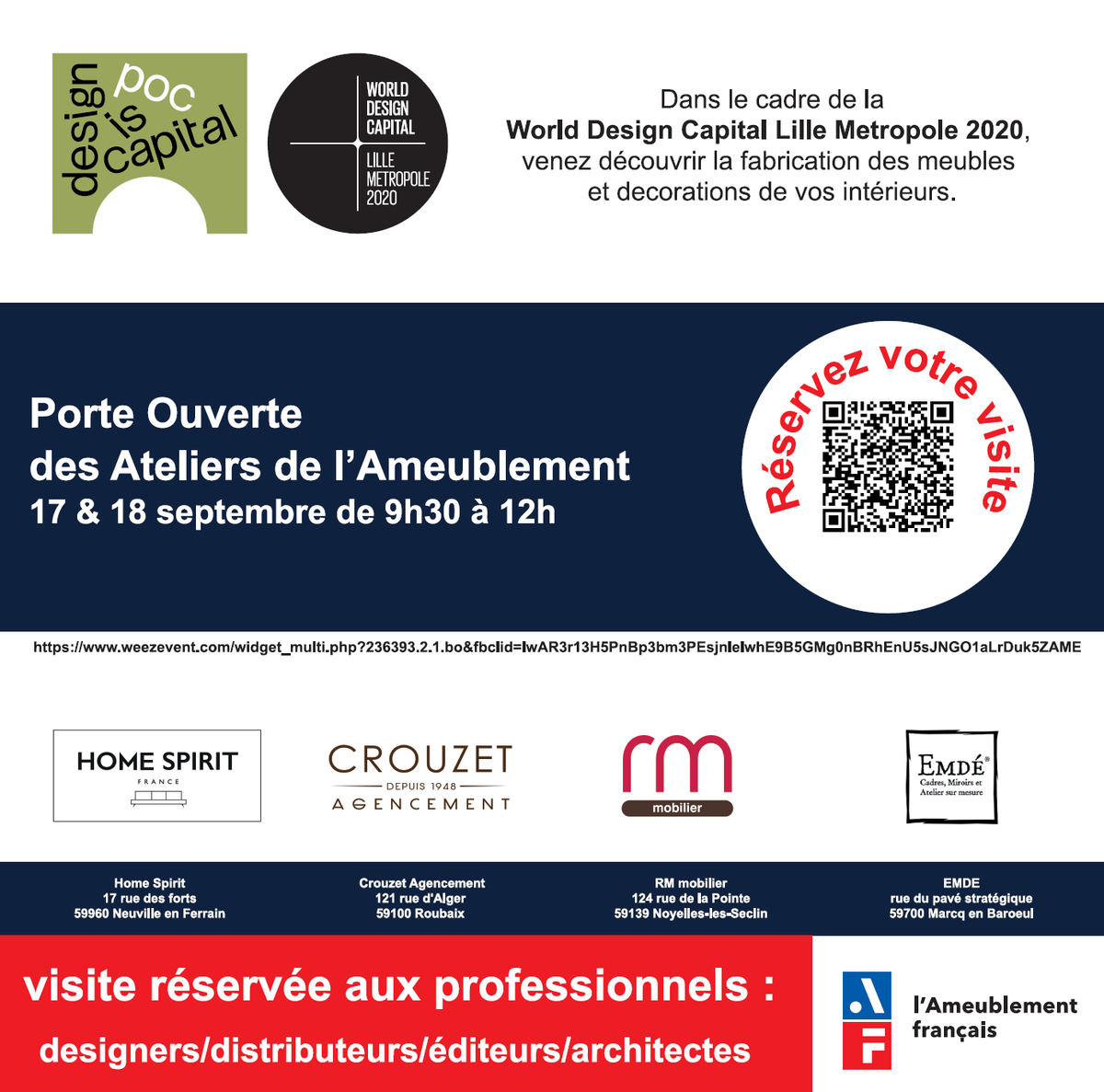 AmeublementFR's tweet photo. Rendez-vous à Lille Métropole 2020, Capitale Mondiale du Design ! Designers, distributeurs, éditeurs, architectes, venez visiter les ateliers des fabricants. https://t.co/74aulhbzPU
#myfurnitureisfrench #frenchfurniture #meublezvousfrançais #lille2020 #WorldDesignCapitale https://t.co/dpPLaua58f