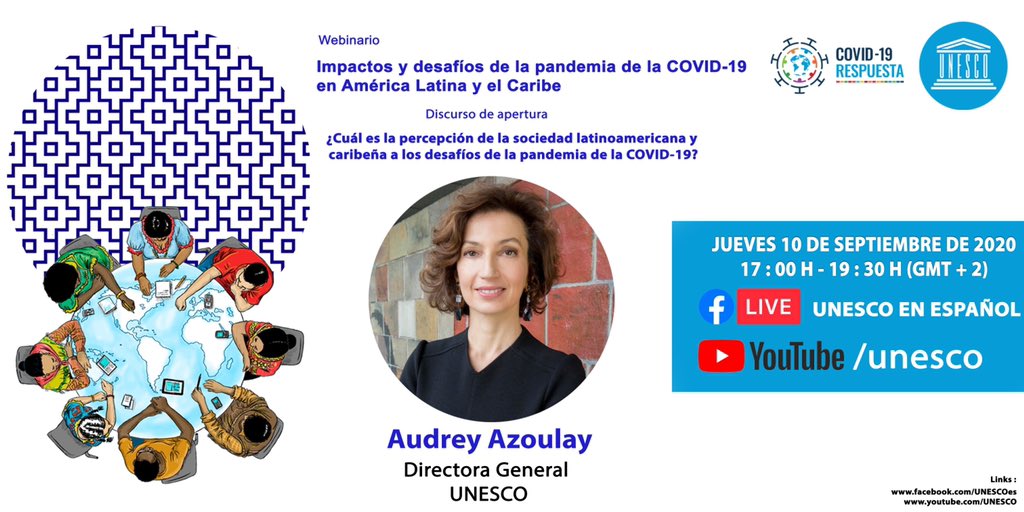 “La crisis de covid-19 exacerba toda una serie de brechas... las ha sacado a la luz y ha actuado como un espejo, reflejando las injusticias de nuestra sociedad”, Dir. General <a href="/UNESCO_es/">UNESCO en español 🏛️#Educación #Ciencia #Cultura</a>, <a href="/AAzoulay/">Audrey Azoulay</a> en mesa de diálogo: “Impactos y desafíos de la pandemia de la COVID-19 en ALC
