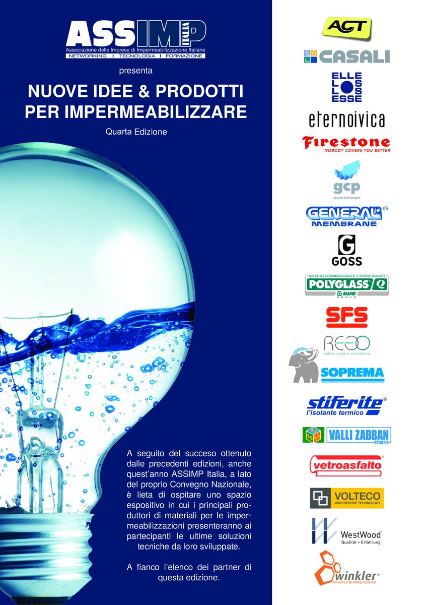 ASSIMPItalia's tweet photo. Convegno Nazionale ASSIMP Italia 2020 - Crowne Hotel Plaza Padova, 25 settembre p.v.

Non mancate!

#assimpitalia
#impermeabilizzazioni https://t.co/i5XxY7xlMS