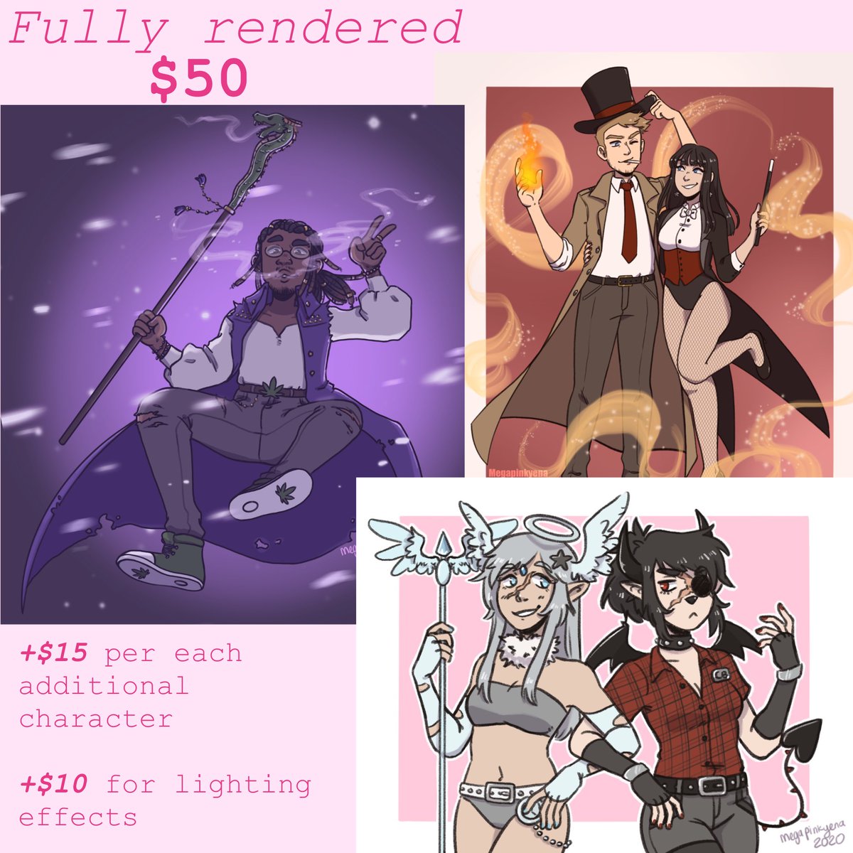 ‼️ COMMISSIONS OPEN PERMANENTLY‼️
I can show additional artwork samples if needed.
DM or email me if you are interested. :)

Email: megapinkyena@gmail.com
Instagram: megapinkyena
Patreon: MegaPinkyena

#under1kgang 