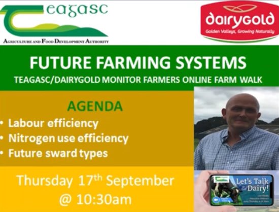 DairygoldJP's tweet photo. Join us for an online live farm walk next Thursday 17th September 10.30am on monitor farmer Jimmy Cotter @richardcotter99 to hear how sustainability is key to his dairy farm https://t.co/sf0Y9jc7BO @teagasc https://t.co/AvYbWuTS6f