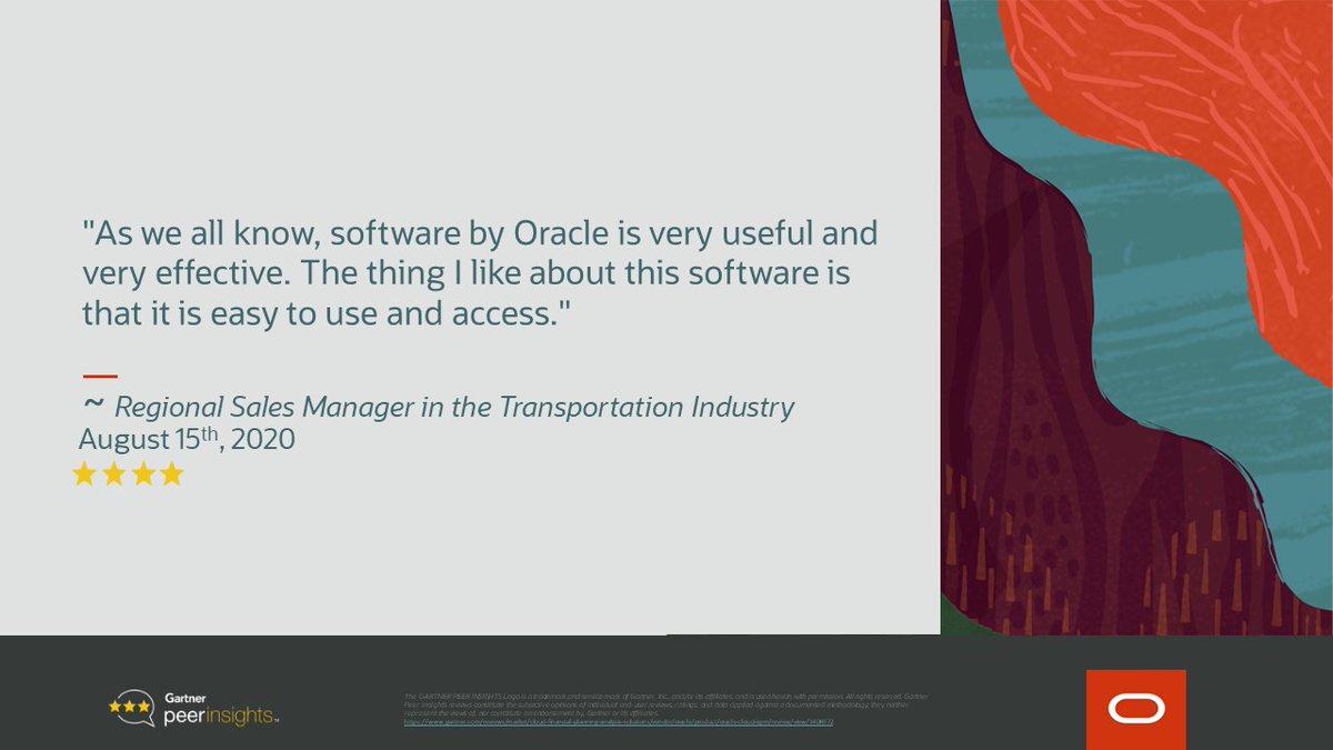 toby_hatch's tweet photo. This happy Transportation customer implemented @Oracle @CloudEPM themselves to help them manage costs, create internal/operational efficiencies and more. Read the Gartner Peer Insights review. https://t.co/peqlYdkWqr https://t.co/8FkqF1zNfD #planning @OracleERPCloud https://t.co/DulkxRpnhS