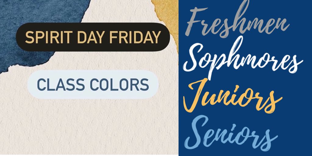 REMINDER! Wear your class colors tomorrow🤍💛💙 don’t forget to tag us in order to get class points:)