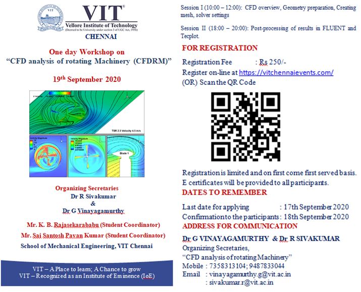 SMBS_VITCC's tweet photo. One day workshop on CFD for rotating machinery
19 September 2020 https://t.co/FEksSiYstO