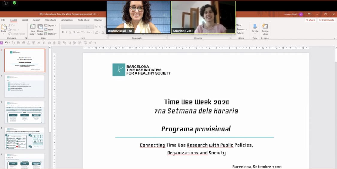 TimeUseInit_cat's tweet photo. Molt profitosa reunió avui amb @Telespectadors sobre la seva col·laboració a la #TimeUseWeek2020 La implicació del sector audiovisual i les persones telespectadores és clau per unes noves polítiques del temps https://t.co/D9XK00mbWs https://t.co/06BbJjOo7Z