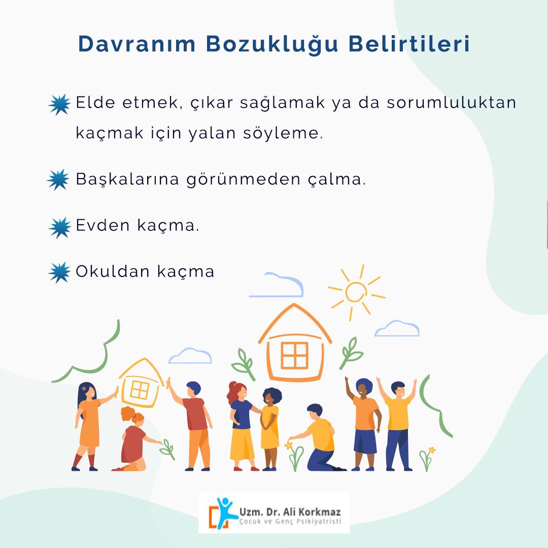 Psikiyatri's tweet photo. Davranım bozukluğu (DB) olan çocuk ve gençler başkalarının haklarına saygı duyma, empati yapma, toplumsal ve ahlaki kurallara uymada ciddi zorluk yaşarlar. DB Belirtileri 👇
#davranımbozukluğu #çocukpsikiyatrisi #alikorkmaz https://t.co/FbL3eD1f2b