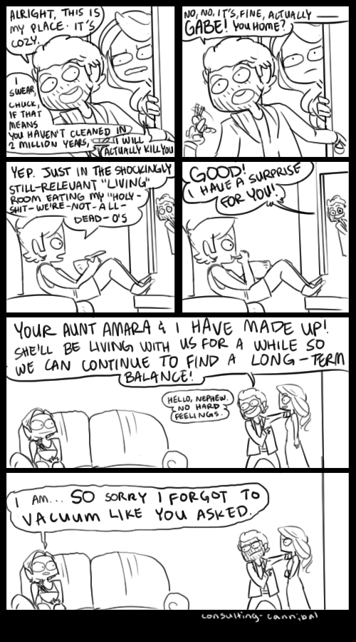 people come up to me at events (and sometimes in the wild!?) and reference these comics to methe fact that my dumb jokes have made any impact baffles me. getting to be a part of a community that values them has been.....incredible??