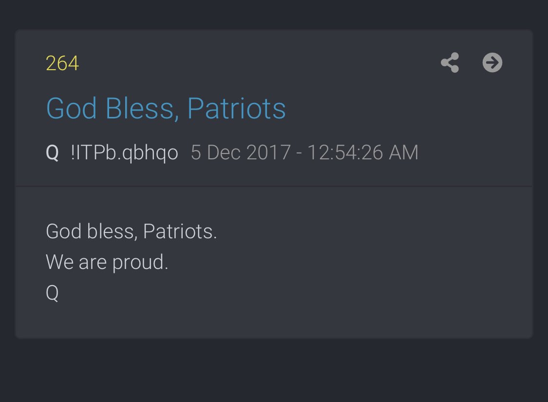 3/ How about this? LIER decoded wirh gematria = 114, 264, & 44. These cue posts are all VERY RELEVANT!!!44: WATCH POTUS TWITTER264: God Bless Patriots; We are proud 114: US Military = Savior of mankind(Gave me chills to write that! )