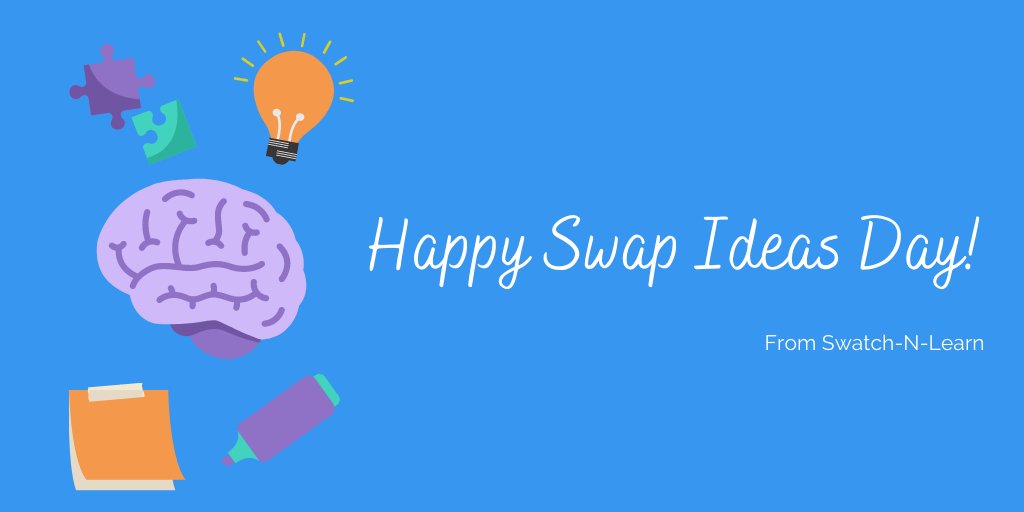 swatch_n_learn's tweet photo. Happy Swap Ideas Day from Swatch-N-Learn! Take some time today to team up with your brainstorming buddies. #swapideasday #swatchnlearn #creativebrainstorming https://t.co/VFVxIqFTzx