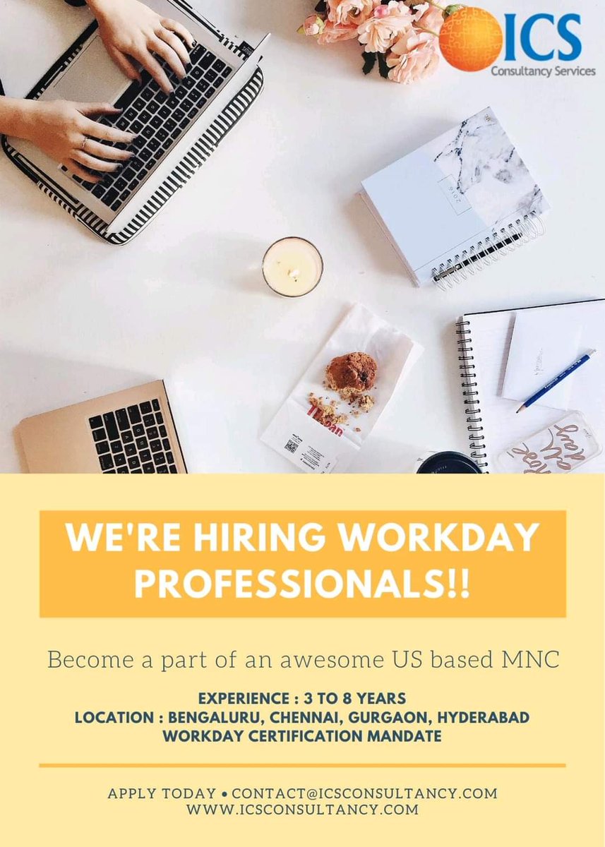 ICS_Jobs's tweet photo. #Hiring #Workday professionals for a US software company across various locations : #Bengaluru #Chennai #Gurgaon #Hyderabad #Pune #Mumbai. Interested please DM us or mail: contact@icsconsultancy.com #jobs #vacancy #workdayjobs #workdayhcm #workdayintegration #workdaystudio #HCM https://t.co/hvEXHXcSdX