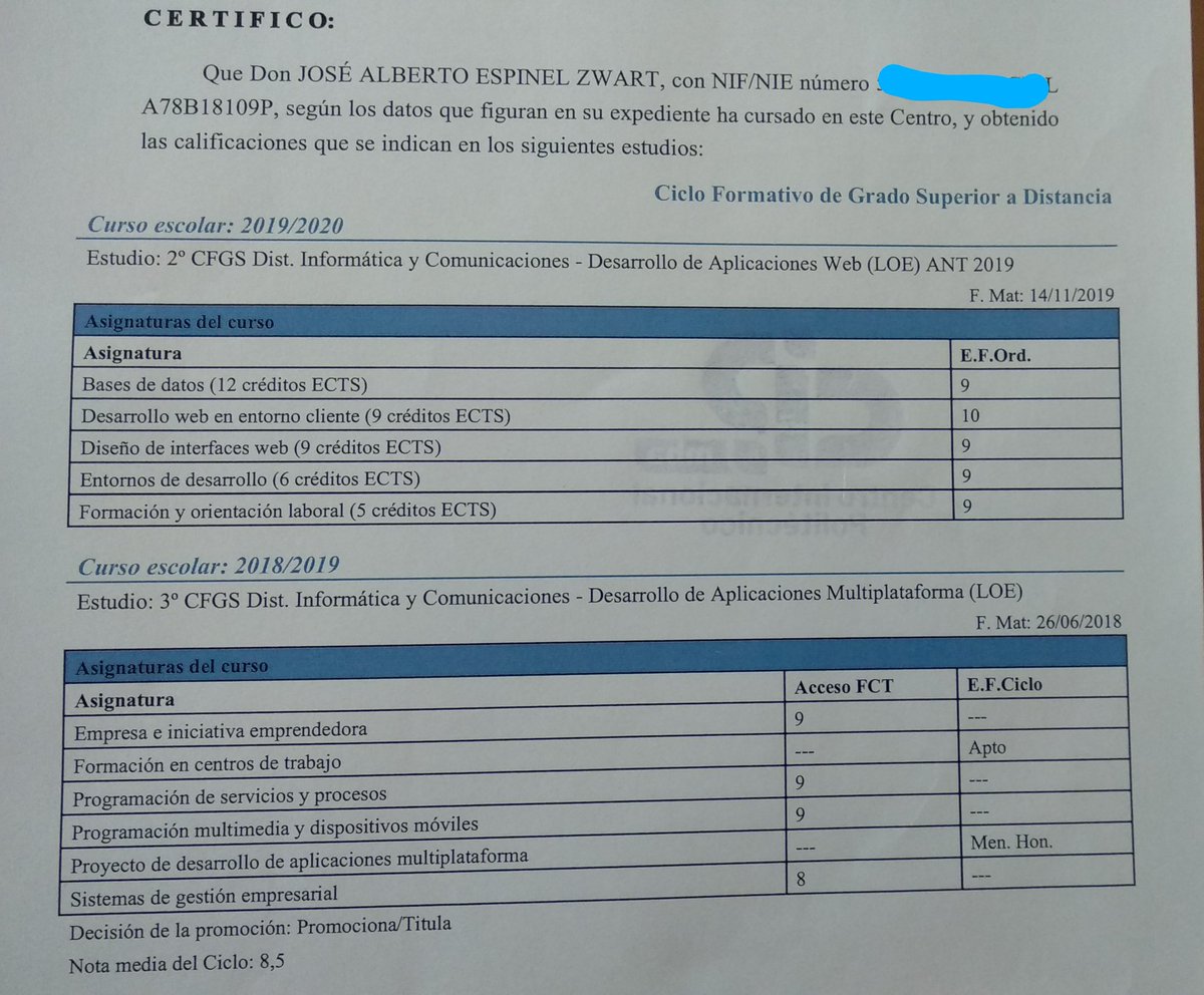 ZwartApps's tweet photo. Fui a recoger las notas con ilusión! Más vale tarde que nunca 😁 #webdevelopment #programacion #FPII #desarrolloweb #softwaredevelopment https://t.co/mZ2IwBHzr3