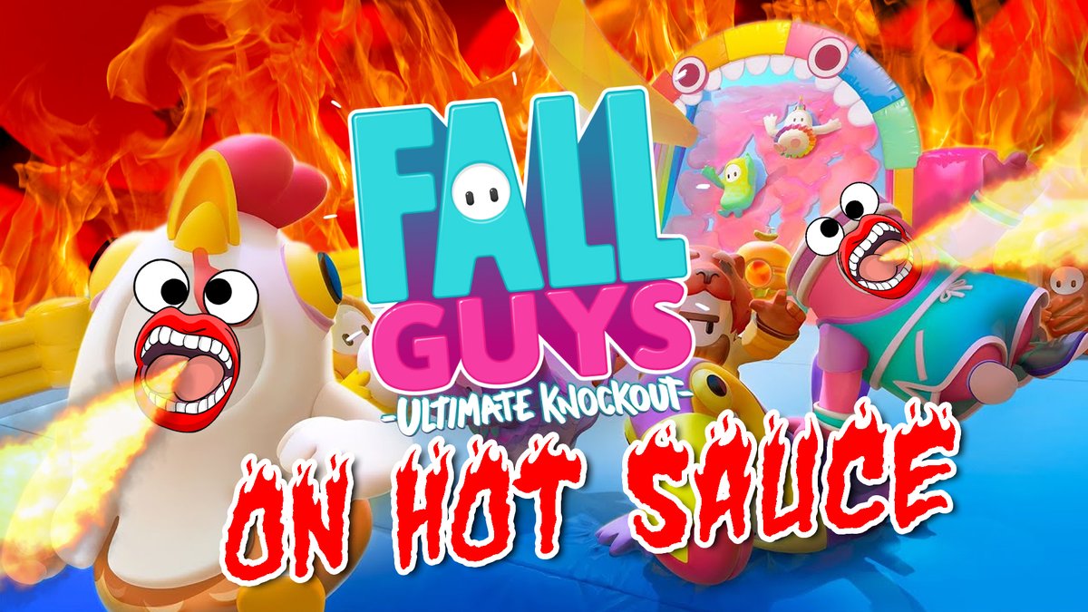 Heywereplayin's tweet photo. We're finally back from our long hiatus with an even more fun video! This one? @FallGuysGame on hot sauce! https://t.co/wbKPHqXIeh