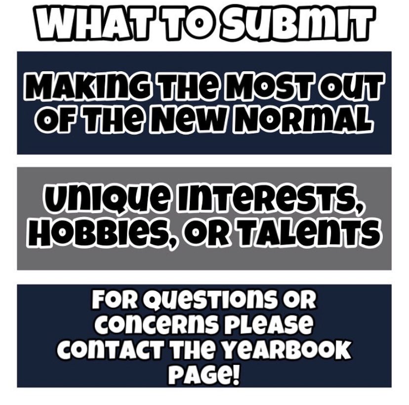 🚨STUDENT SUBMISSONS ARE DUE OCTOBER 1ST🚨

Make sure your submitting your photos to the “Yearbook snap” app.