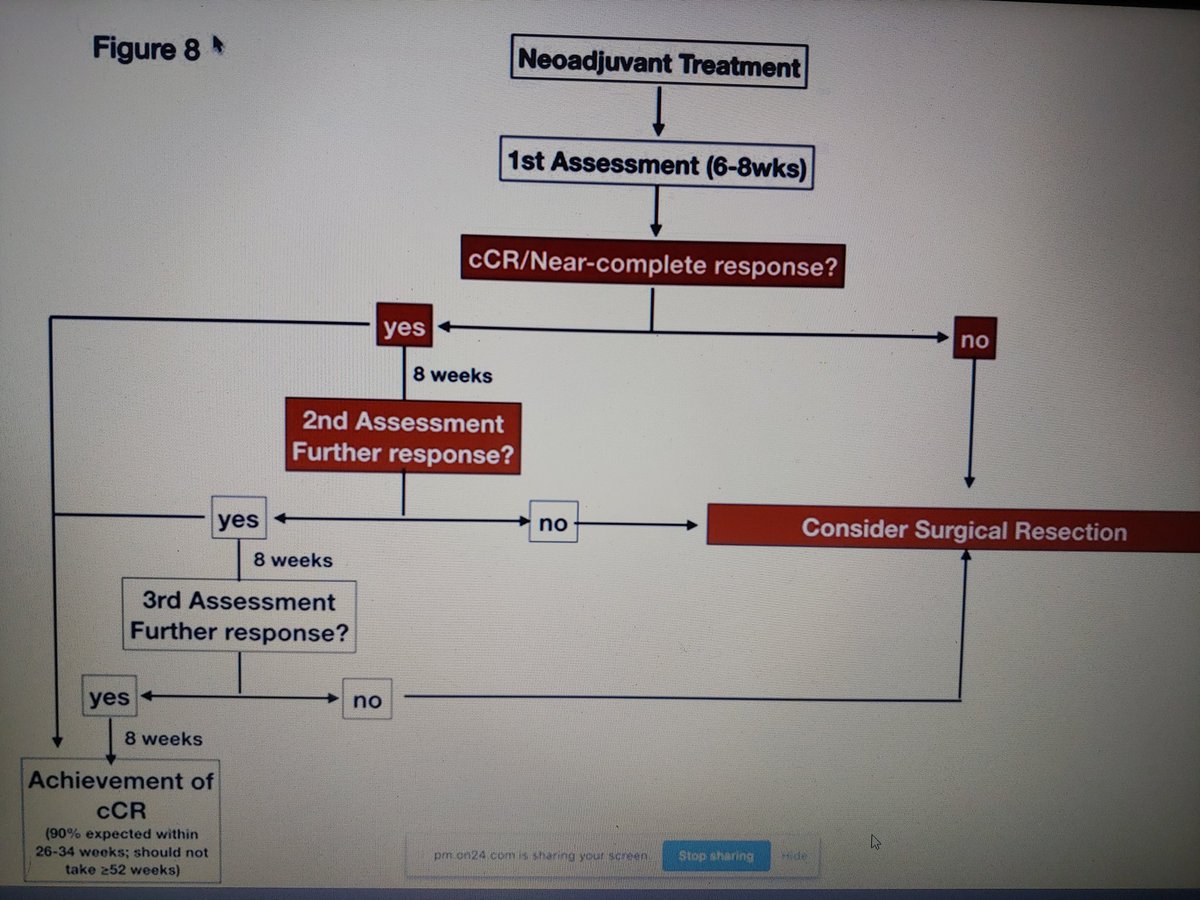 Dukes_Club's tweet photo. "You need a spectacular response at first assessment" @R_Perez_MD guiding us through when surgical resection may not be required in rectal cancer #DukesVirtualWeek https://t.co/HvXc6Z5UOu