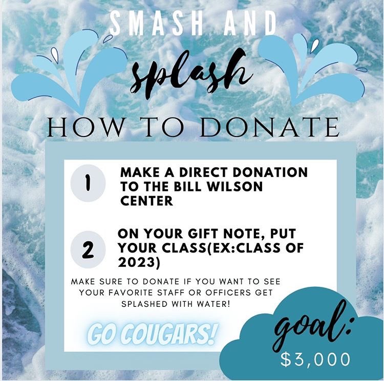 evhspride's tweet photo. COUGARS!! Smash and Splash is coming soon! Your officers and administration are caught in the splash zone! If you want to see your officers/administration get splashed, make sure you donate to the Bill Wilson Center and support homeless teens with resources! https://t.co/fniAZxjTsP