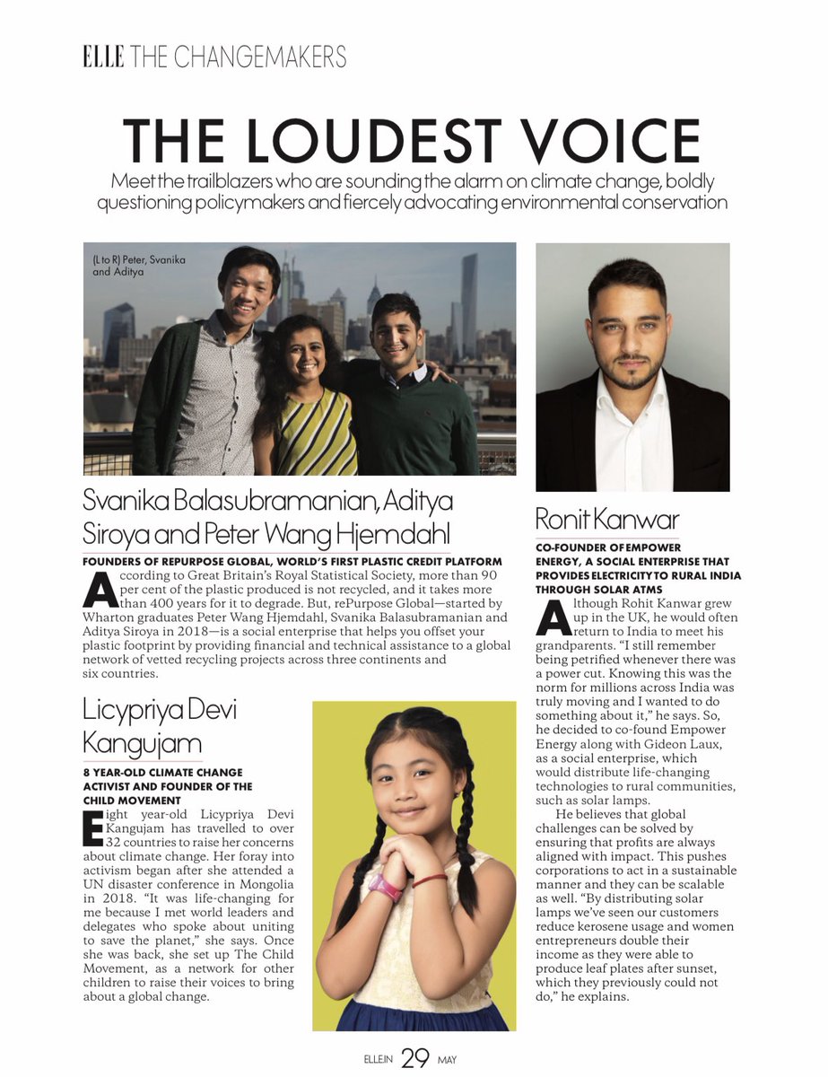 LicypriyaK's tweet photo. Today is Happy Birthday for @ELLEmagazine. 

Thanks @ELLEmagazine for featuring me as “THE LOUDEST VOICE” in May edition. God bless. Jai hind. ❤️🙏🏻😇 https://t.co/8YAWDLshpr