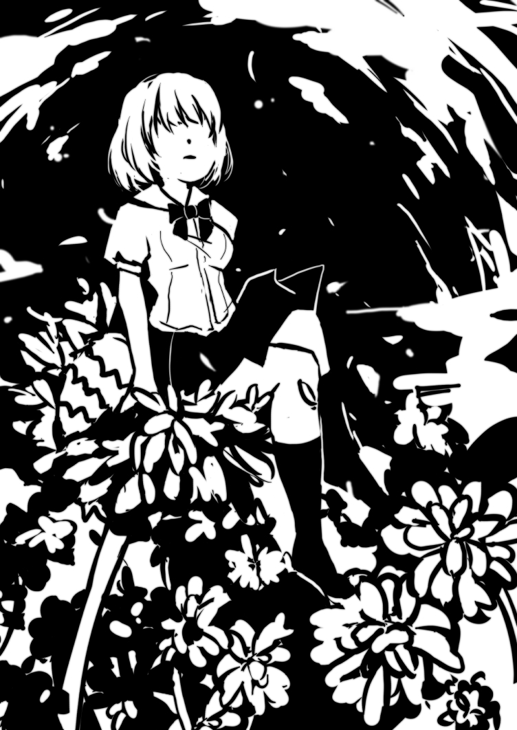 深夜だからモノクロイラスト投下 