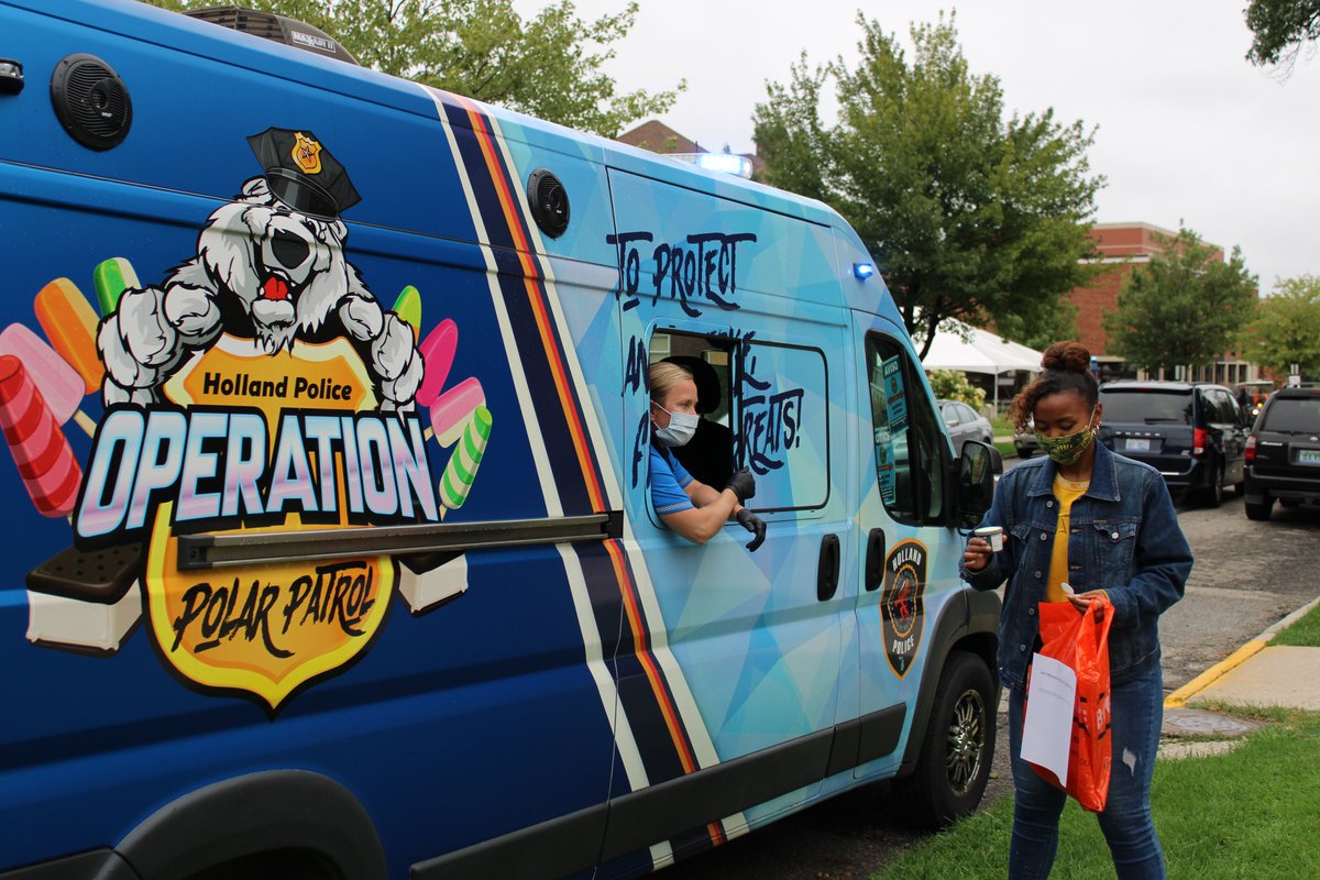 HopeSafety's tweet photo. Did you catch the free ice cream yesterday? Thank you to Off. Keuning and Off. Hamberg from @HollandDPS for bringing #Polarpatrol to @HopeCollege and putting smiles on some faces.  Be on the lookout!  They'll be visiting again in the near future! #polarpatrol #Hopesafety https://t.co/Sr0iVF0Z3a