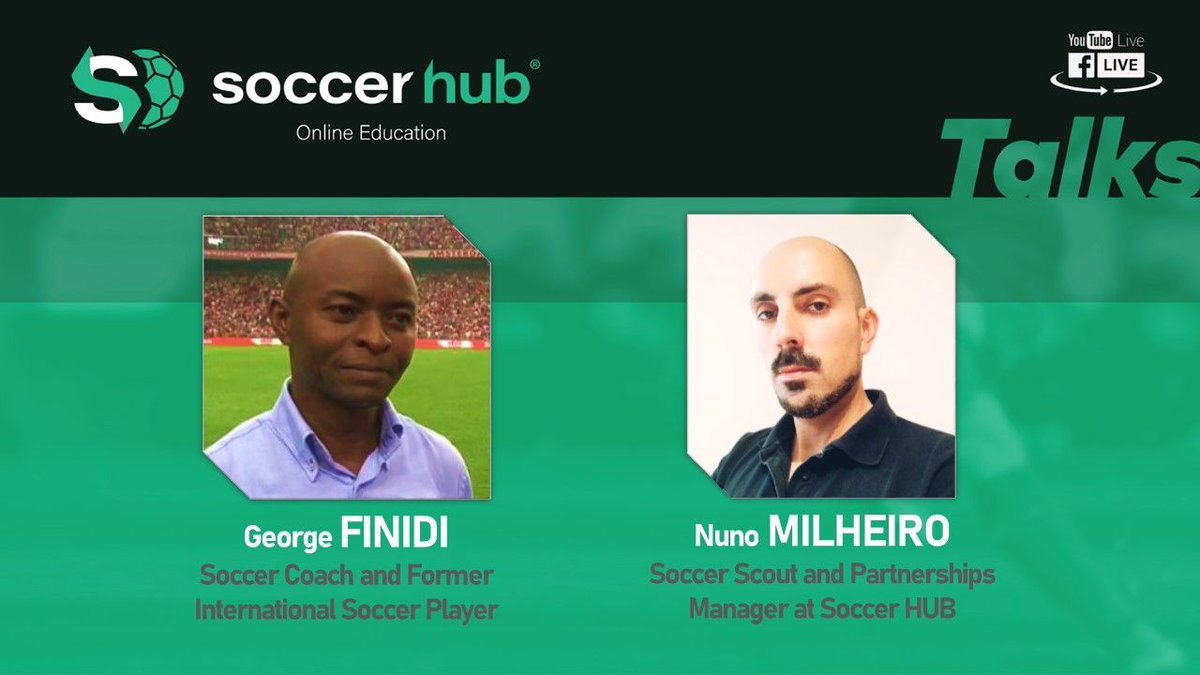 ❗️ Hurry up!
🎥 Soccer HUB Talks: Soccer in Africa - The evolution (part2)
👥 With FINIDI George (Soccer Coach and Former International Soccer Player) and hosted by Nuno Milheiro.
⏰ September 10, 6pm (UK Time)
buff.ly/35djJ8M