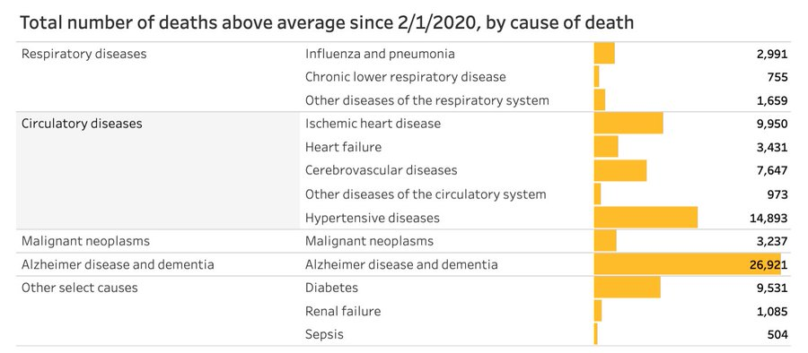 (7) Here is the CDC breakdown of the 2020 Excess Deaths by cause of death.For many, no COVID-19 test was ever performed.