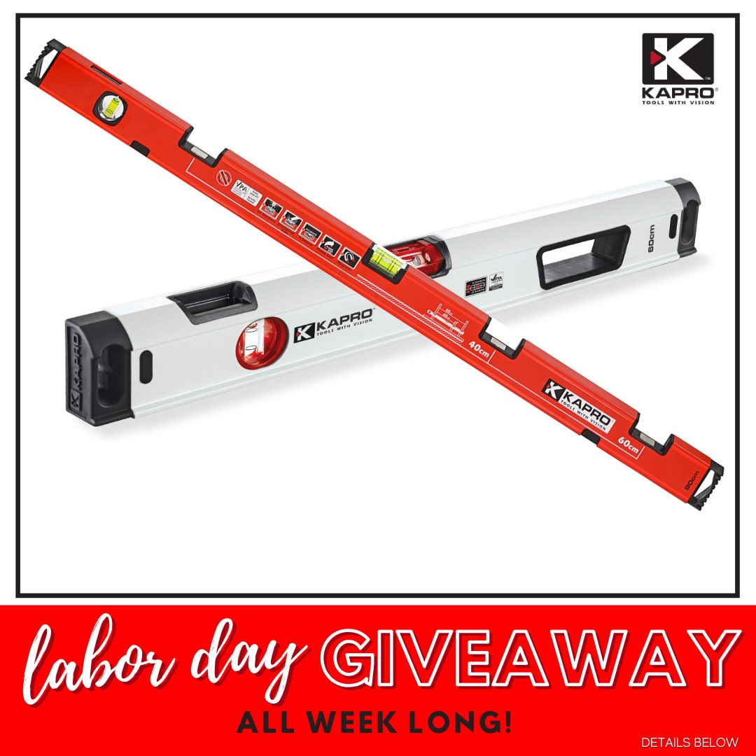 wtihub's tweet photo. 🚨DAY 4 of 5 DAYS of #GIVEAWAYS🚨
905 Condor #Level & #Drywall Level from #Kapro
To Enter:
👉🏼Follow us on Amazon (https://t.co/Js3I0bCGCk) Do this once and you qualify to enter ALL WEEK LONG.
👉🏼Like RT & Tag a Buddy
Enter on IG, FB, & Twitter.
🇨🇦 🇺🇸 18+ https://t.co/G4t8JkeEC9