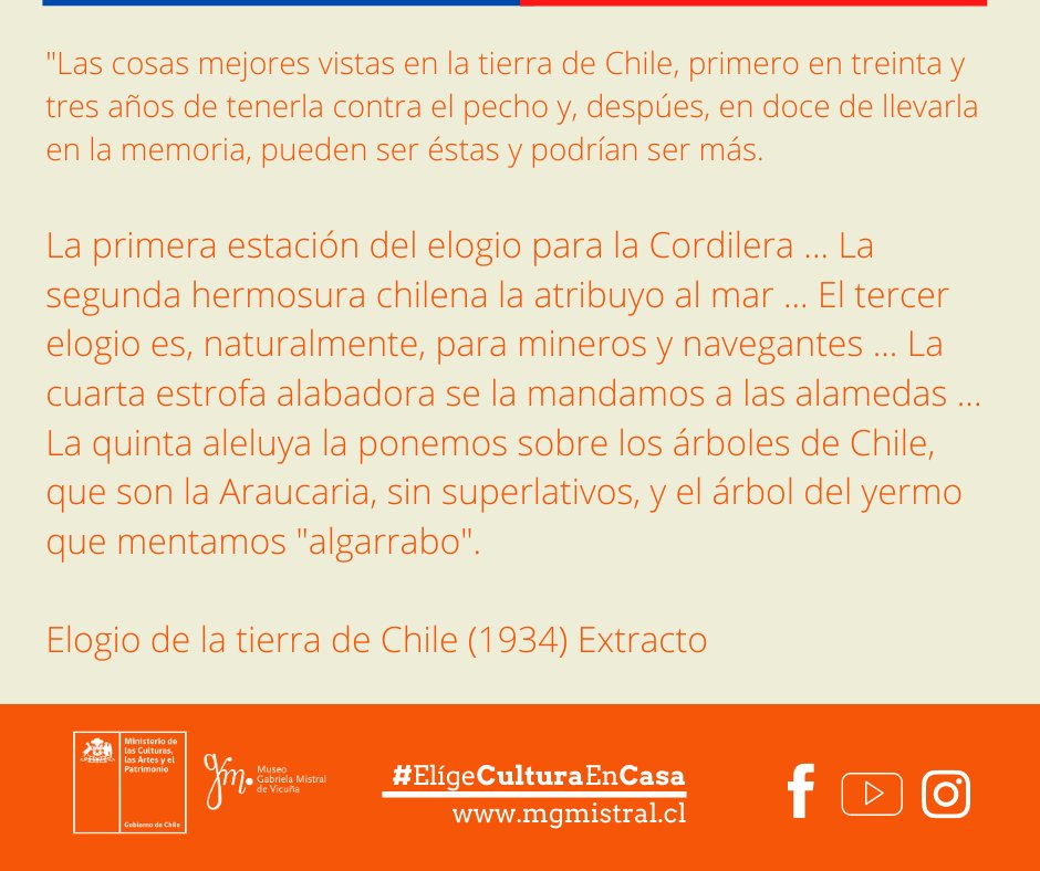 Museo Gabriela Mistral De Vicuna Auf Twitter Gabrielamistral Lectura Sobre Chile Su Gente Y Su Geografia Gabriela Mistral Escribe Poemas Conferencias Recados Entre Otros Con Chile En La Memoria En Esta Presencia Ausencia