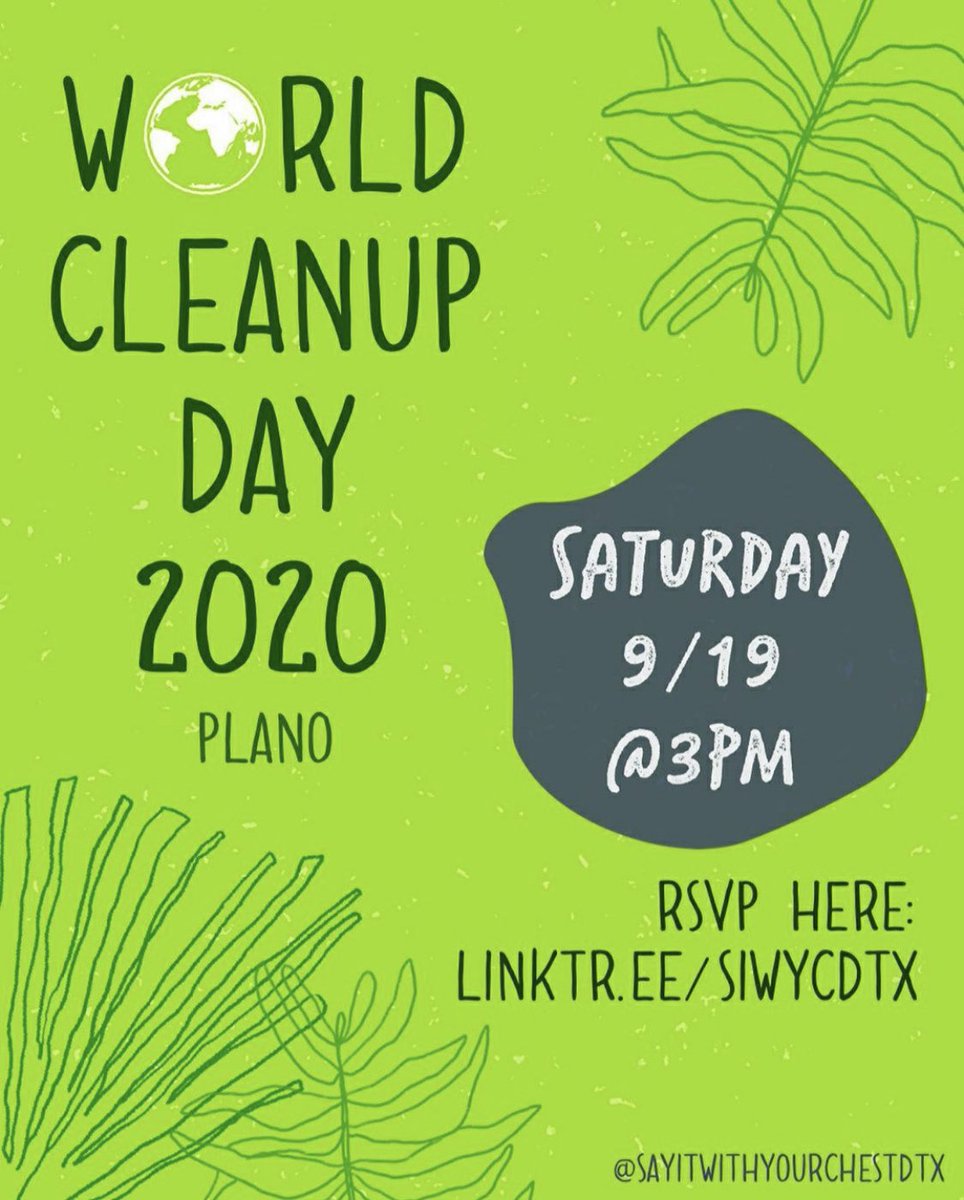 InSolidarityDFW's tweet photo. We will be joining Say It With Your Chest on World Cleanup Day!
Please reach out to us by Monday September 13th if you would like to participate ❤️ 
@siwycdtx 
#WorldCleanupDay #sayitwithyourchest #thisiswhatcommunitylookslike #blm #blacklivesmatter #community https://t.co/XF7xiWIGDV
