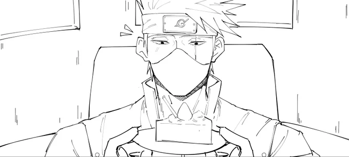 開始畫卡卡西生日
突然切換插圖模式很不習慣 