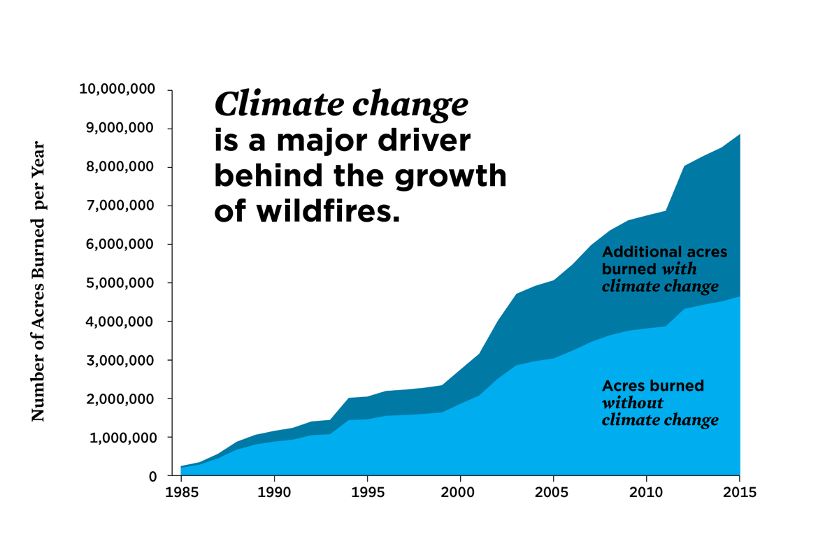 #3: Climate change is a key driver. Fire has historically been a natural part of many wild landscapes. But global warming has changed some of the underlying variables that make wildfires more or less likely to occur every year.
