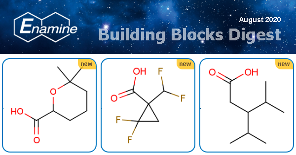 EnamineLtd's tweet photo. Molecules of the month
Look at our digest lists of carefully selected new building blocks that were synthesized in our labs over August https://t.co/NACodA3Kac
#smallmolecules #bbdigest #enamine #enaminestore #MoleculeM https://t.co/3EiGr2mmsn
