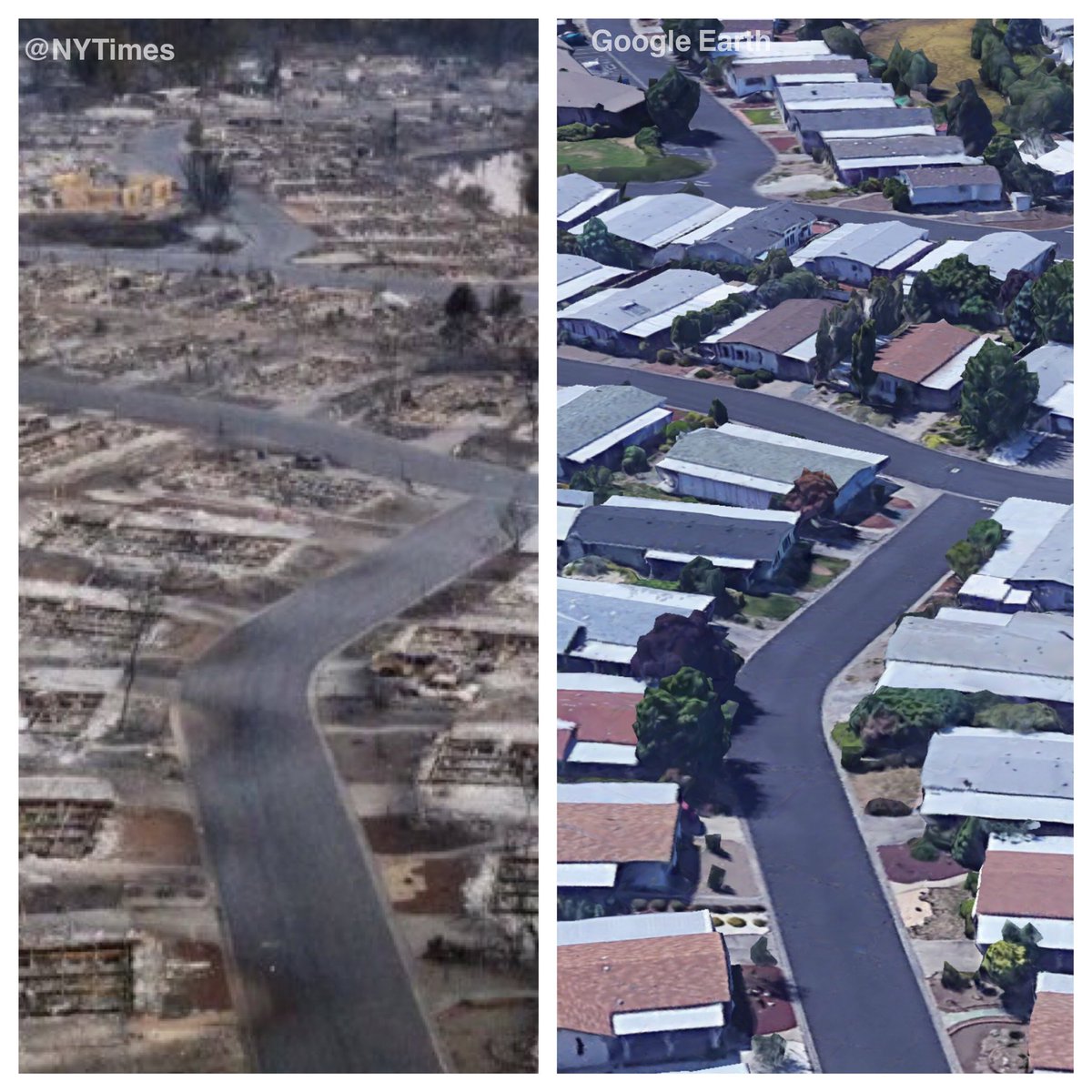 KyleIboshi's tweet photo. I was stunned by this image of the devastation in Phoenix, Ore.- then I compared it to what used to be... https://t.co/uK8SGs0ljL