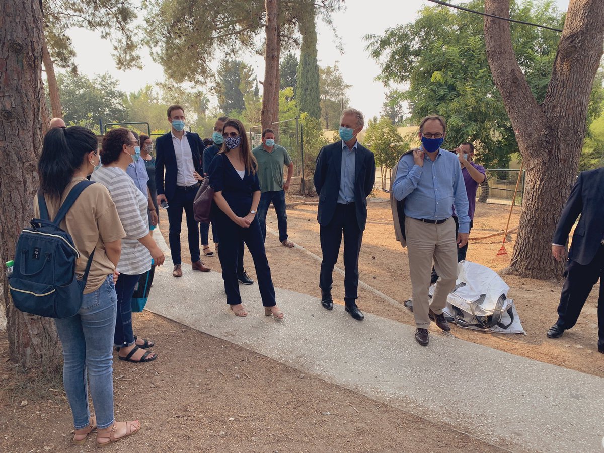 EGiaufretEU's tweet photo. Today, with diplomats from 6 EUMS, I visited Neve Shalom / Wahat al-Salam, a Jewish-Arab community pioneering in #peace and coexistence. Last week, fires caused major damage to their School for Peace and library. I hope they will rebuild quickly and continue their important work https://t.co/OCqDxsXYFD