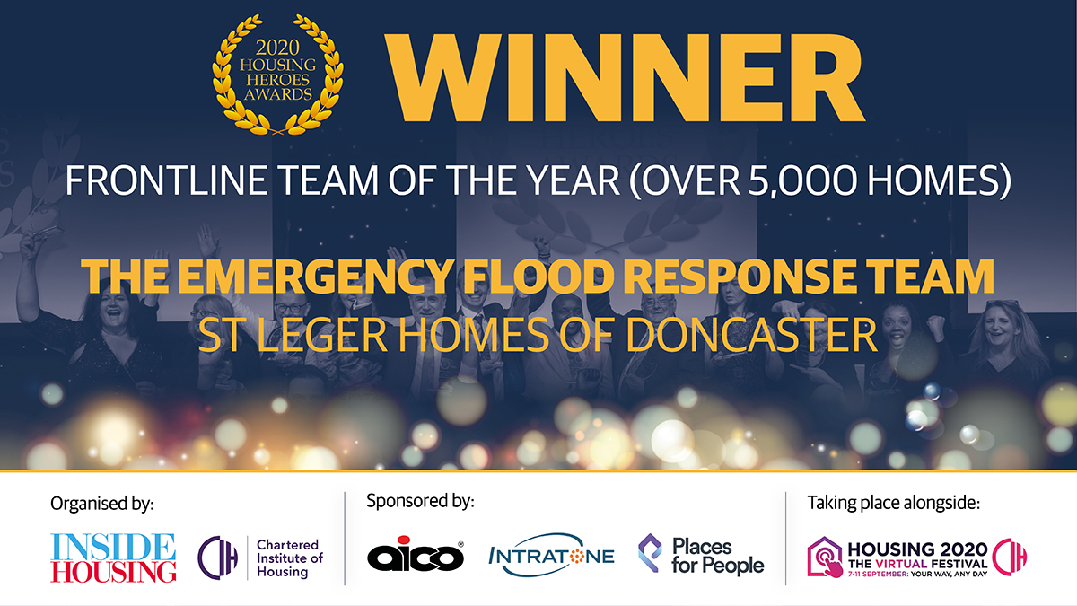 St Leger Homes has today won the Frontline Team of the Year Award at the Housing Heroes Awards for our response in helping people whose homes in Doncaster were tragically flooded last November.

stlegerhomes.co.uk/news/st-leger-…

<a href="/NFA_ALMOs/">NFA</a>

#DoncasterIsGreat #HousingHeroesAwards